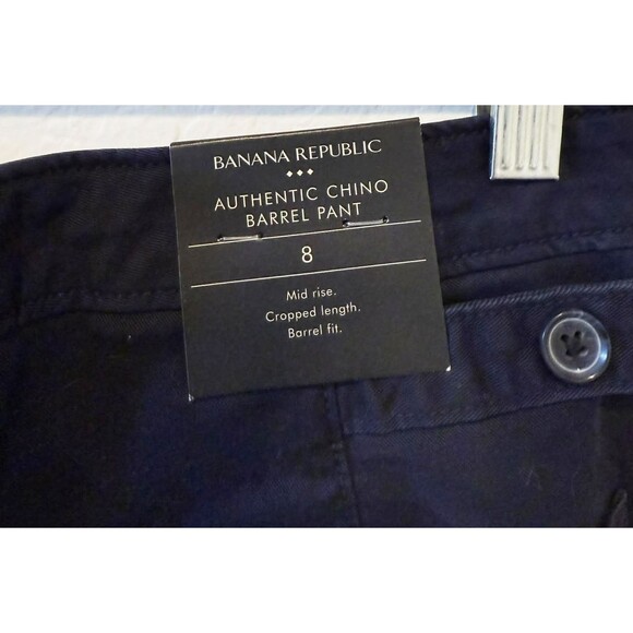 NWT $80 Banana Republic Women's Preppy Navy Authentic Chino Barrel Pants sz 8 M - Picture 3 of 5